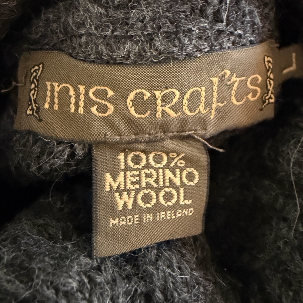 Inis Crafts - Irish Turtleneck  Sweater 100% Merino Wool made in Ireland Men’s L - Picture 8 of 10